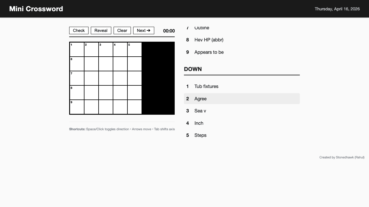 Mini Crossword screenshot